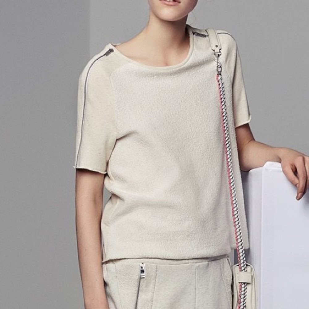 Cream Colored Maje Zipper Top